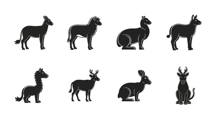 Silhouettes of various animal species standing. © Haroh