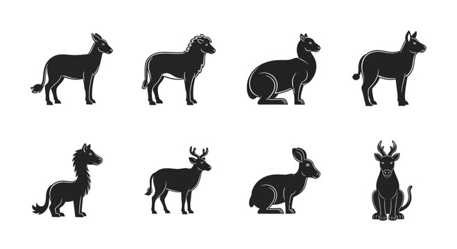 Silhouettes of various animal species standing.