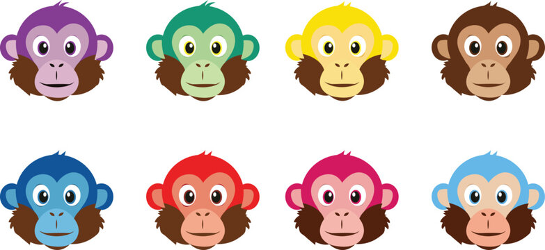 Colorful monkey faces a vibrant collection of primate portraits