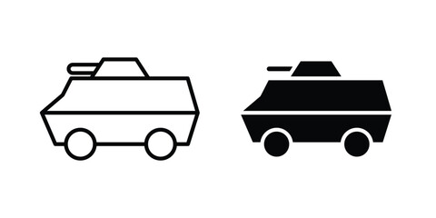 Fototapeta premium Armored vehicle icon design. Editable Stroke. Isolated on white background