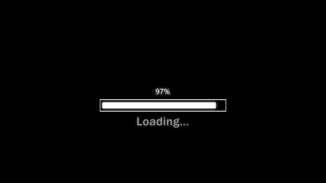 Loading bar animation with ninety one percent. Loading bar horizontal progress indicator. Loading bar digital interface graphic.