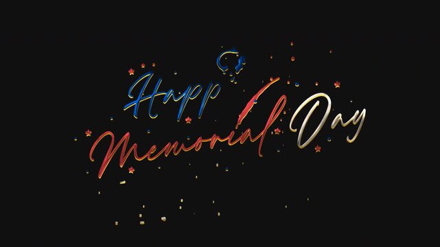 Happy Memorial Day Text Animation in a colorful script font. Suitable for social media posts, digital banners, and promotional materials.