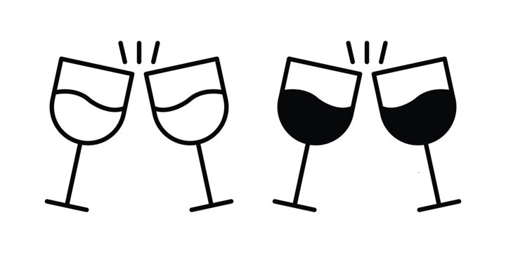 Cheers icon design. Editable Stroke. Isolated on white background