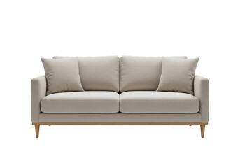 Fototapeta premium Modern beige fabric sofa isolated on transparent background