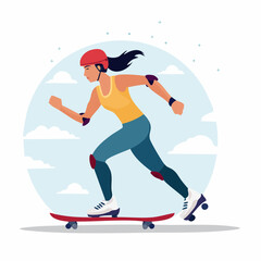 Obraz premium Woman Roller Skating with Protective Gear