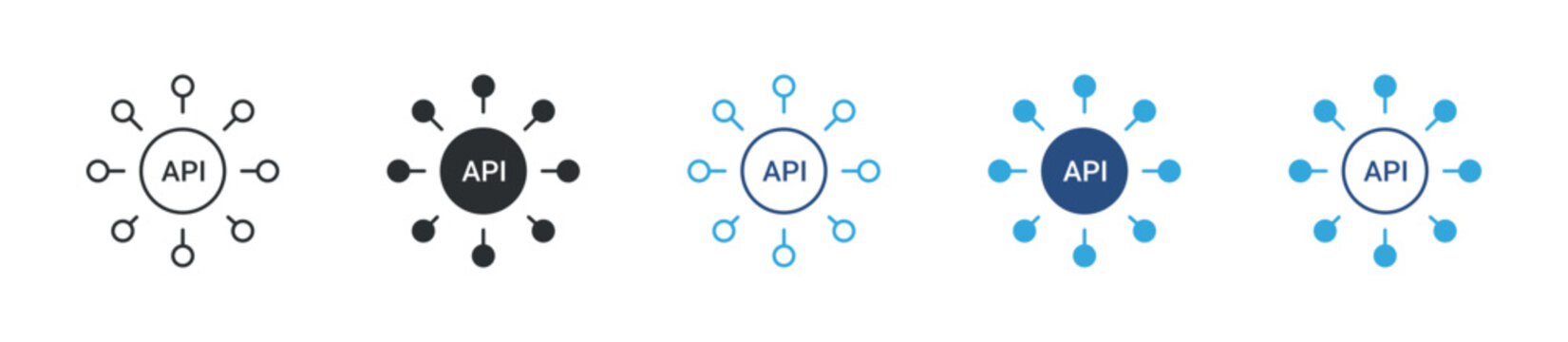 API network connection icon set. data integration symbol. technology and system connectivity concept. vector illustration.