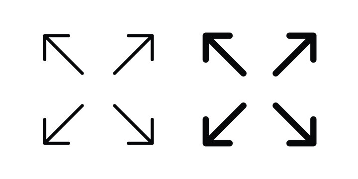 Expand arrows icon design. Editable Stroke. Isolated on white background