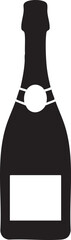Obraz premium Champagne, bottle, vector, black, icon, wine, beverage, drink, celebration, party