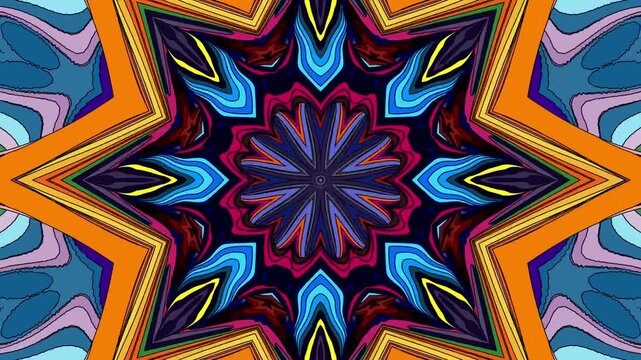 Colorful abstract kaleidoscope pattern with geometric star shapes