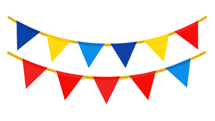 Fototapeta premium Four Strands of Colorful Bunting Flags on Transparent Background