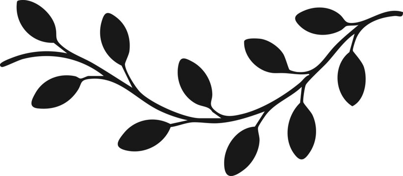 Minimalist Floral Border Set with Elegant Leaf Branch Silhouettes