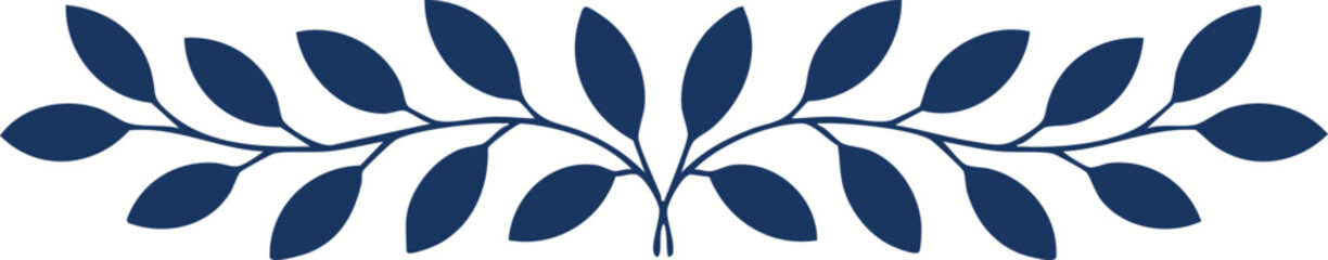 Naklejka premium Minimalist Floral Border Set with Elegant Leaf Branch Silhouettes