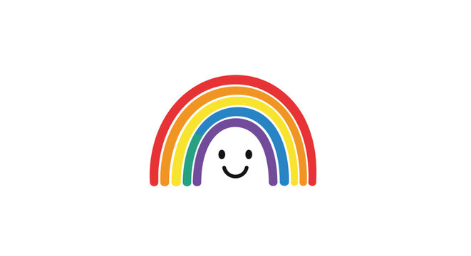 Colorful Rainbow Smiling Face Icon.