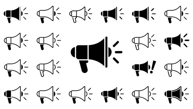 Set of black and white flying birds icons and silhouettes with sound wave lines Vector