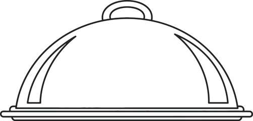 Serving cloche lid platter dome outline illustration vector. © Sadhin