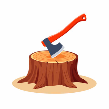 Axe Stuck in Tree Stump
