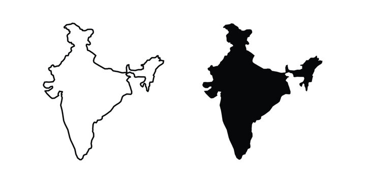 India map icon design. Editable Stroke. Isolated on white background