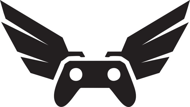 A gaming controller icon with angel wings for esports branding logo
