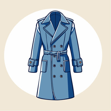 Blue Trench Coat Illustration