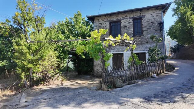 Panorama of Village of Kissos at Pelion Mountain, Thessaly, Greece