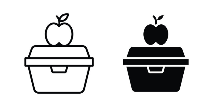 Lunch box icon design. Editable Stroke. Isolated on white background