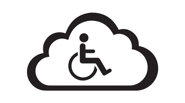 Cloud computing symbol integrates a disability access icon to represent inclusive digital technology services.