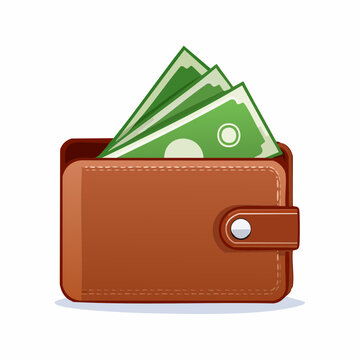 Brown Leather Wallet Filled With Money