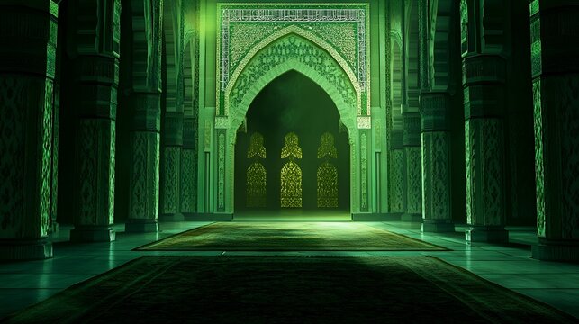 green mosque in the night
