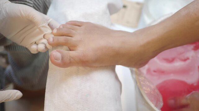 Nail care process at a salon in the afternoon