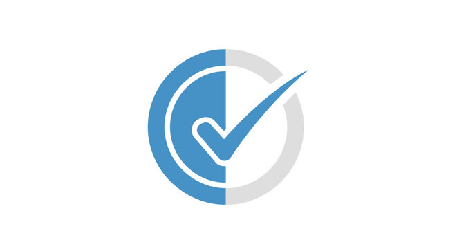 Blue Check Mark Icon Symbol.