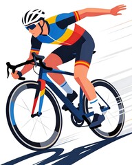 Naklejka premium Cyclist in motion on a bicycle against a white background vector illustration