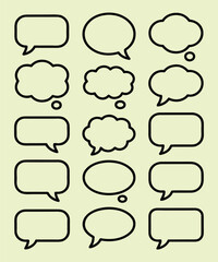 Obraz premium Collection of speech bubble icons in various shapes on a light green background