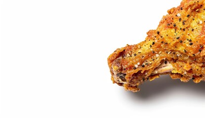 Obraz premium Crispy fried chicken piece on a white background ready for serving and eating at a meal