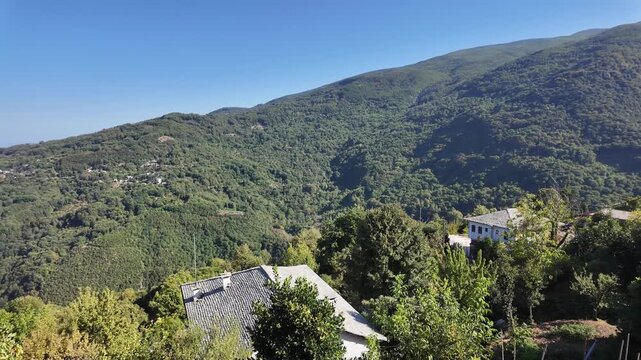 Panorama of Village of Kissos at Pelion Mountain, Thessaly, Greece