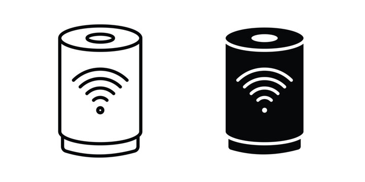 Smart speaker icon design. Editable Stroke. Isolated on white background