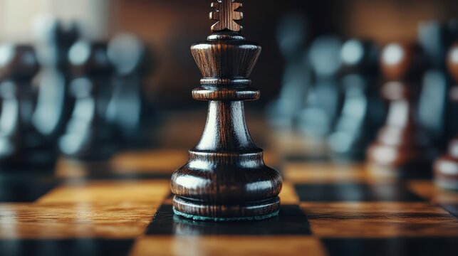 A beautifully crafted chess piece stands out on a wooden board, symbolizing strategy, intellect, and competition in the age-old game of chess.