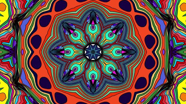 Vibrant kaleidoscope pattern with colorful abstract geometric shapes