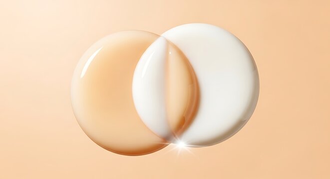 cosmetic smears of creamy texture on a pastel beige background