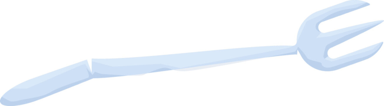 Plastic fork with three tines rendered in a flat, light blue style on white background