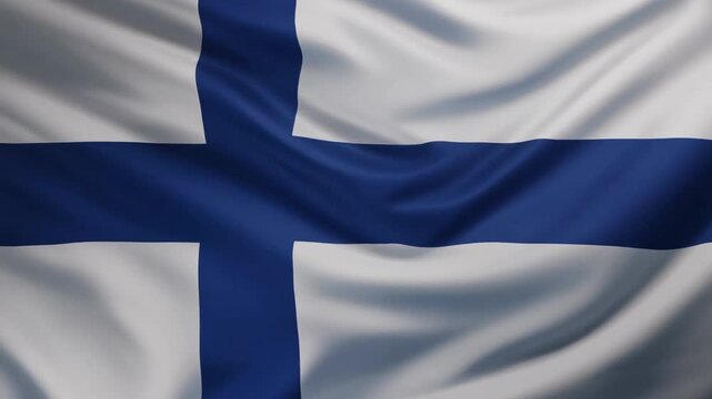 "National flag of Finland with blue Nordic cross on white background symbolizing purity and strength"