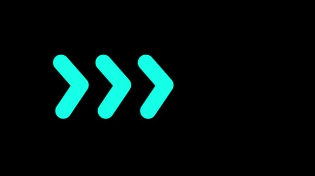 Light Sky Color Arrow Loading Animation on Black Background. Animated Arrow Moving Left to Right. 