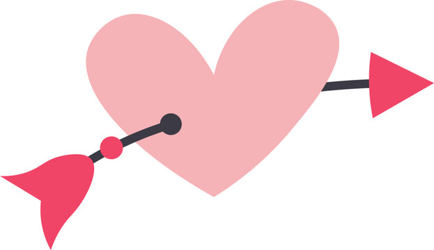 Pink heart pierced by an arrow representing love and passion