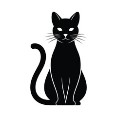 Obraz premium Black Cat Silhouette in Sitting Pose - Minimalist Vector Illustration