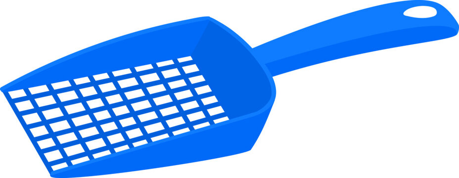 Blue plastic litter scoop for cleaning and maintaining pet hygiene