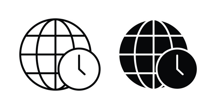 Time zones icon design. Editable Stroke. Isolated on white background