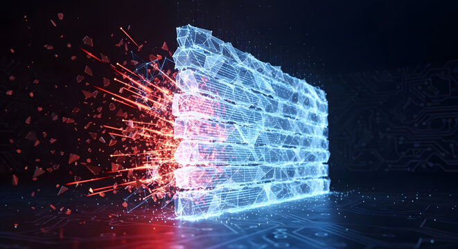 Cybersecurity Firewall Protection Blocking Digital Attack