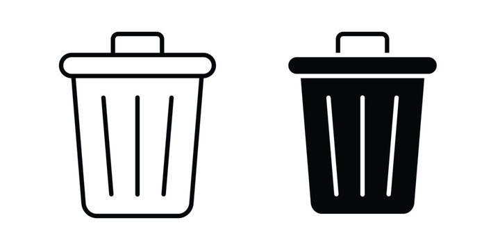Trash Bin icon design. Editable Stroke. Isolated on white background