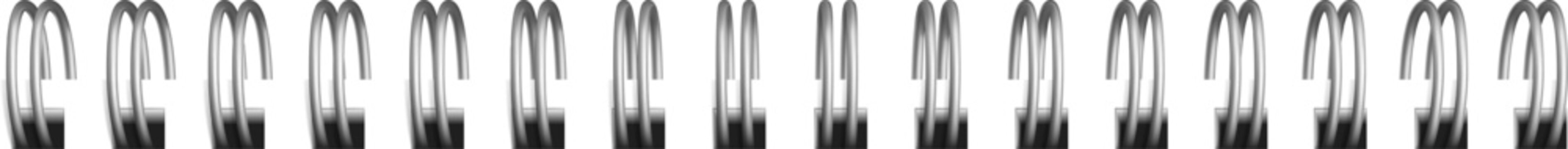 Metal binder clip handles creating a repeating pattern on white background