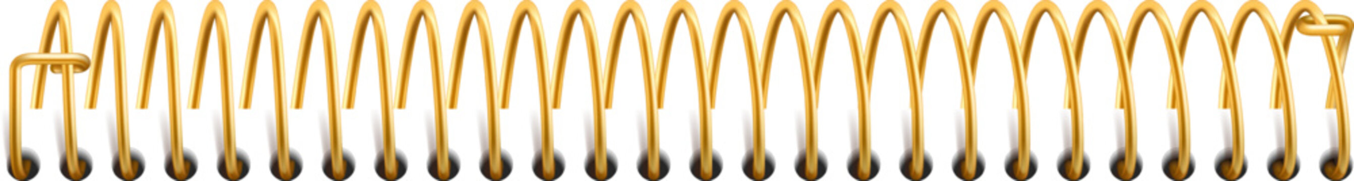 Metallic gold binder creating a continuous pattern against a white background