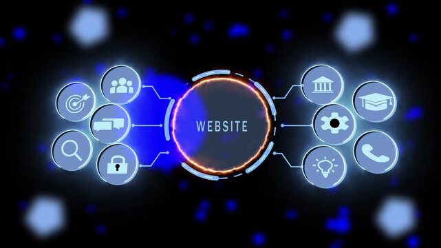 Dynamic digital website interface hud animation featuring interactive ui and glowing network connectivity nodes for modern corporate business presentations and tech